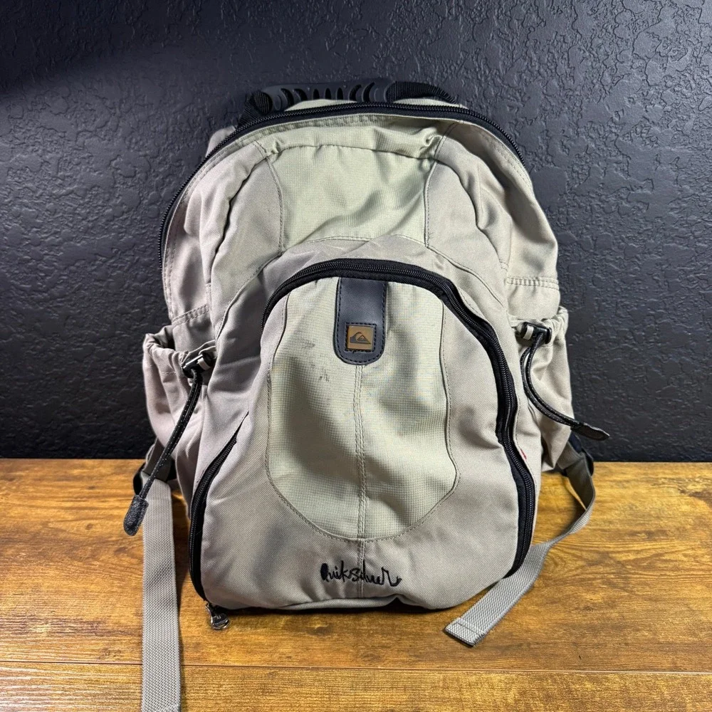Quiksilver Tokyo Series Tan Nylon Multi-Pocket Backpack Mens OSFM